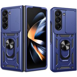 Mobigear Armor Ring Cam Slide Samsung Galaxy Z Fold 7 Hülle Hardcase Backcover Stoßfest mit Ringhalter und Kamera Slider - Blau