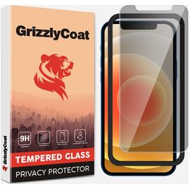 GrizzlyCoat Easy Fit AntiSpy iPhone 12 Pro Panzerglas Gehärtetes Glas Displayschutz Privacy - Hüllenfreundlich + Applikator