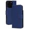 Mobiparts Wallet iPhone 16 Pro MagSafe Hülle Echtes Leder Klapphülle Geldbörse - Blau