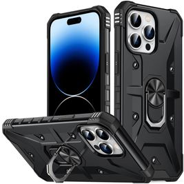 Mobigear Armor Ring iPhone 14 Pro Hülle Hardcase Backcover Stoßfest mit Ringhalter - Schwarz