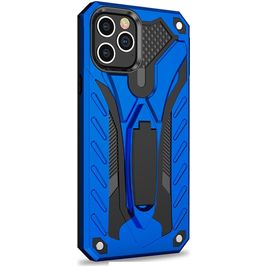 Mobigear Armor Stand iPhone 12 Pro Max Hülle Hardcase Backcover Stoßfest mit Ständer - Schwarz / Blau
