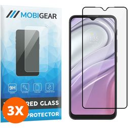 Mobigear Premium Motorola Moto G10 Panzerglas Gehärtetes Glas Displayschutz - Hüllenfreundlich - Schwarz (3er Pack)