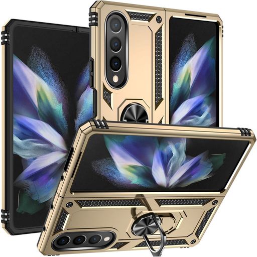 Mobigear Armor Ring Samsung Galaxy Z Fold 4 Hülle Hardcase Backcover Stoßfest mit Ringhalter - Gold