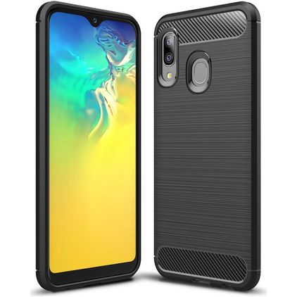 Mobigear Brushed Slim Samsung Galaxy A20e Hülle Flexibles TPU Backcover - Schwarz