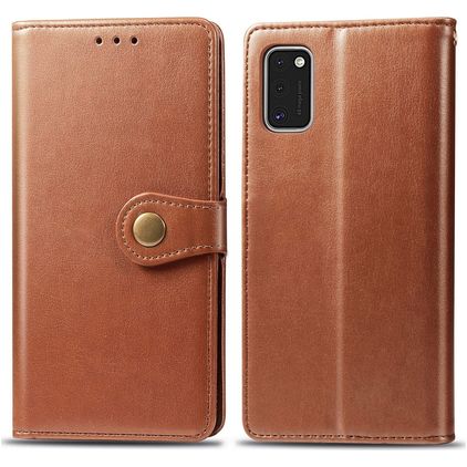 Mobigear Snap Button Samsung Galaxy A41 Hülle Klapphülle Geldbörse - Cognac