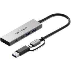 Cygnett Unite 4-in-1 USB-A / USB-C auf USB-A / USB-C Hub 0,15 m - Silber