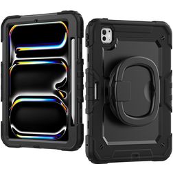 Mobilize Rotating Defender iPad Pro 11 Zoll (2024) Hülle Kunststoff,Silikon Backcover + Schulterträger + Ständer - Schwarz