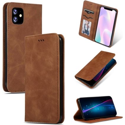 Mobigear Retro Slim iPhone 11 Hülle Klapphülle - Braun