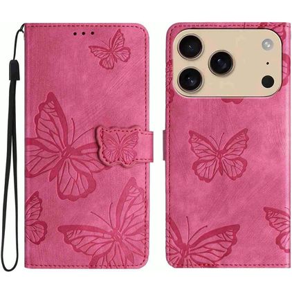 Mobigear Butterfly iPhone 18 Pro Max Klapphülle Portemonnaie - Rot