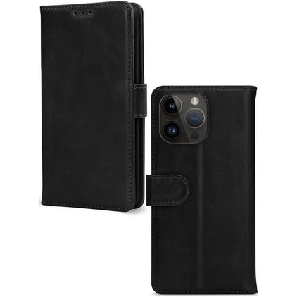 Mobilize Wallet iPhone 14 Pro Max Echtleder Klapphülle Portemonnaie - Schwarz