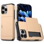 Mobigear Card iPhone 16 Pro Hülle Hardcase Backcover Stoßfest mit Kartenhalter - Gold