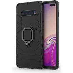Mobigear Armor Ring Samsung Galaxy S10 Plus Hülle Hardcase Backcover Stoßfest mit Ringhalter - Schwarz