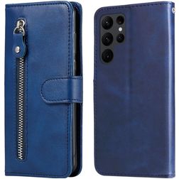 Mobigear Zipper Samsung Galaxy S23 Ultra Hülle Klapphülle Geldbörse - Blau