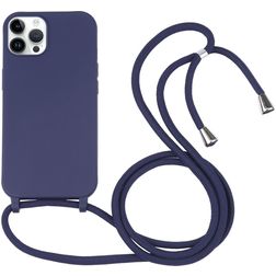 Mobigear Lanyard iPhone 16 Pro Max Silikon Handykette - Dunkelblau