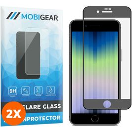 Mobigear Premium iPhone SE (2022) Panzerglas Gehärtetes Glas Displayschutz - Hüllenfreundlich - Schwarz (2er Pack)