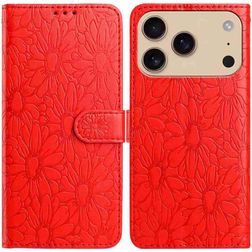 Mobigear Flowers iPhone 17 Pro Klapphülle Portemonnaie - Rot