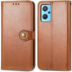 Mobigear Snap Button OPPO A96 Hülle Klapphülle Geldbörse - Braun