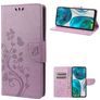 Mobigear Flowers Motorola Moto G52 Hülle Klapphülle Geldbörse - Lila