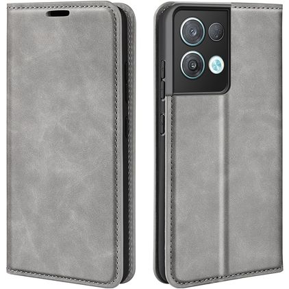 Mobigear Retro Slim OPPO Reno 8 Pro 5G Hülle Klapphülle Geldbörse - Grau