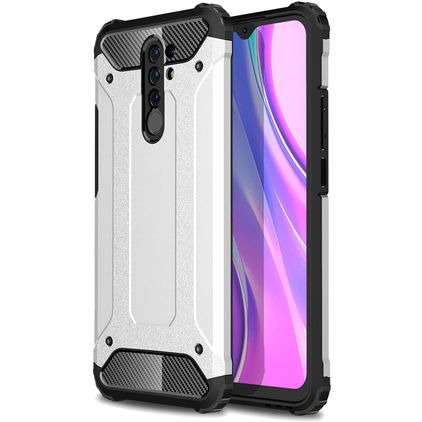 Mobigear Outdoor Xiaomi Redmi 9 Hülle Hardcase Backcover Stoßfest - Silber