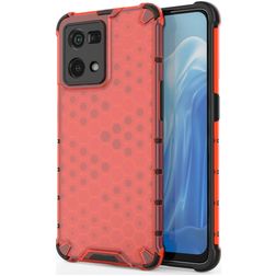 Mobigear Honeycomb OPPO Reno 7 4G Hülle Hardcase Backcover Stoßfest - Rot
