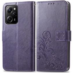 Mobigear Clover POCO X5 Pro Hülle Klapphülle Geldbörse - Lila