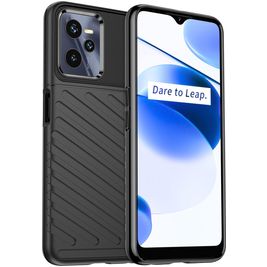 Mobigear Groove Realme C35 Hülle Flexibles TPU Backcover - Schwarz
