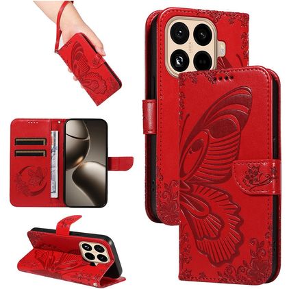 Mobigear Butterfly Xiaomi 15T Pro Hülle Klapphülle Geldbörse - Rot
