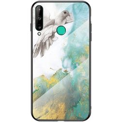 Mobigear Marble Glass Huawei P40 Lite E Hülle Gehärtetes Glas Backcover - Taube