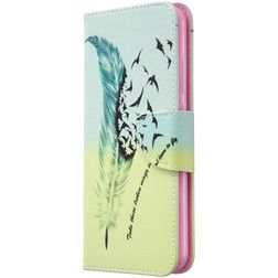Mobigear Design Huawei P40 Lite E Hülle Klapphülle Geldbörse - Feder