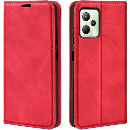 Mobigear Retro Slim Realme C35 Hülle Klapphülle Geldbörse - Rot