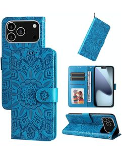 Mobigear Sunflower iPhone 18 Pro Klapphülle Portemonnaie - Blau