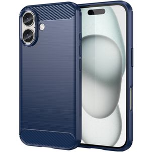 Mobigear Brushed Slim iPhone 16 Hülle Flexibles TPU Backcover - Blau