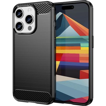 Mobigear Brushed Slim iPhone 15 Pro Hülle Flexibles TPU Backcover - Schwarz