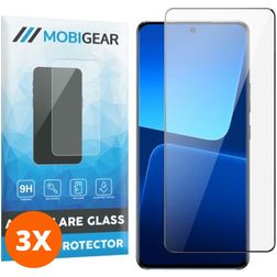 Mobigear Premium Xiaomi 13 Panzerglas Gehärtetes Glas Displayschutz - Hüllenfreundlich - Schwarz (3er Pack)