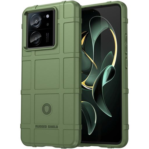 Mobigear Rugged Shield Xiaomi 13T Hülle Flexibles TPU Backcover Stoßfest - Grün