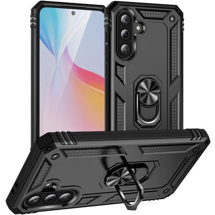 Mobigear Armor ring Samsung Galaxy A37 Hülle Hardcase Backcover Stoßfest mit Ringhalter - Schwarz