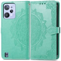Mobigear Mandala Realme C31 Hülle Klapphülle Geldbörse - Grün