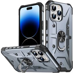 Mobigear Armor Ring iPhone 14 Pro Hülle Hardcase Backcover Stoßfest mit Ringhalter - Grau