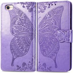 Mobigear Butterfly iPhone SE (2020) Hülle Klapphülle Geldbörse - Lila
