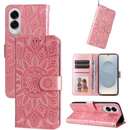 Mobigear Sunflower Samsung Galaxy S25 Edge Hülle Klapphülle Geldbörse - Roségold