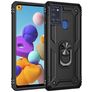 Mobigear Armor Ring Samsung Galaxy A21s Hülle Hardcase Backcover Stoßfest mit Ringhalter - Schwarz