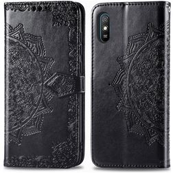 Mobigear Mandala Xiaomi Redmi 9A Hülle Klapphülle Geldbörse - Schwarz