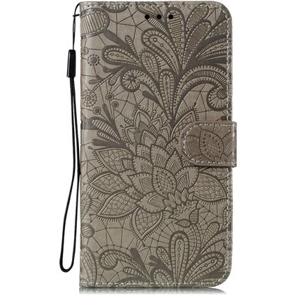 Mobigear Flowers Xiaomi Mi 10 Pro Hülle Klapphülle Geldbörse - Grau