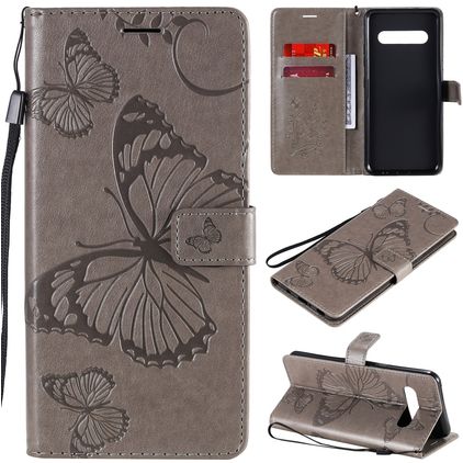 Mobigear Butterfly LG V60 ThinQ Hülle Klapphülle Geldbörse - Grau