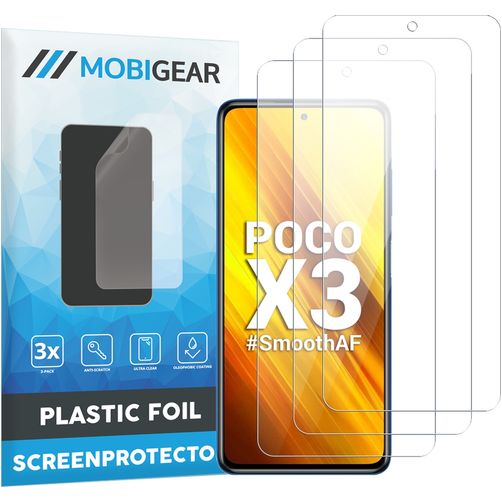 Mobigear POCO X3 Displayschutz Schutzfolie - Hüllenfreundlich (3er Pack)
