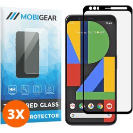 Mobigear Premium Google Pixel 4 Panzerglas Gehärtetes Glas Displayschutz - Hüllenfreundlich - Schwarz (3er Pack)
