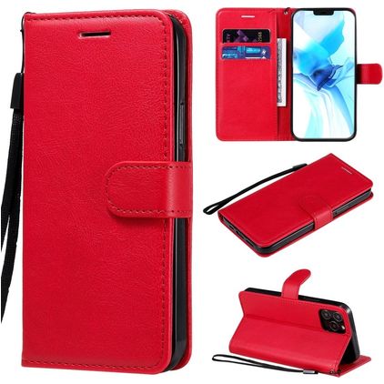 Mobigear Premium iPhone 12 Hülle Klapphülle Geldbörse - Rot