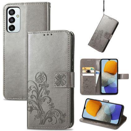 Mobigear Clover Samsung Galaxy M23 Hülle Klapphülle Geldbörse - Grau
