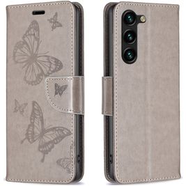 Mobigear Butterfly Samsung Galaxy S24 Plus Hülle Klapphülle Geldbörse - Grau
